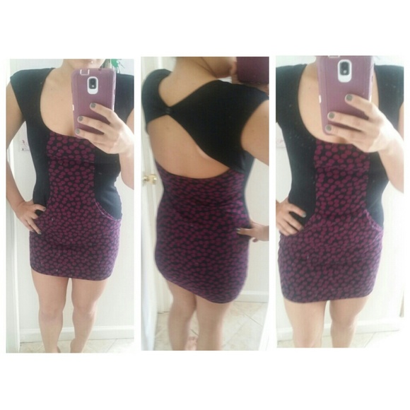 Purple & Black Solemio Cocktail Dress - Picture 2 of 4