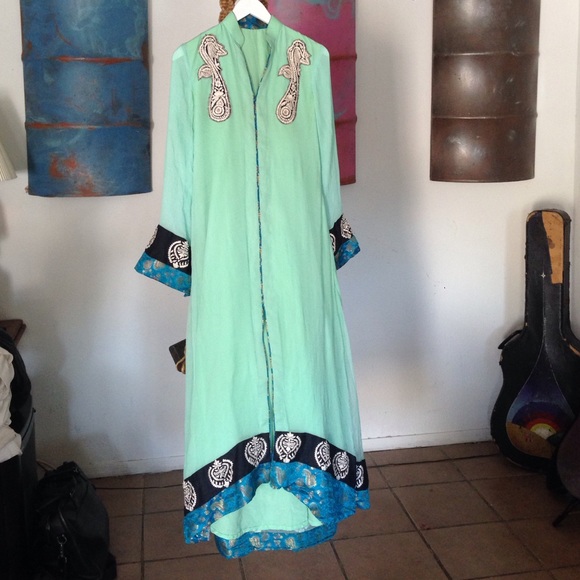 Teal Silk Vintage Indian Dress