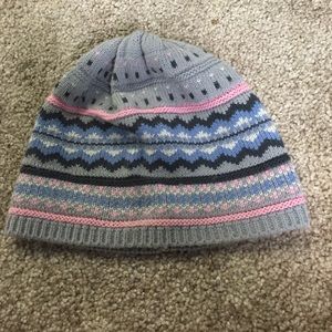 Women's knit hat with fun winter design.