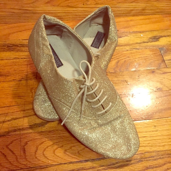 Gold Glitter Shiny Oxford shoes
