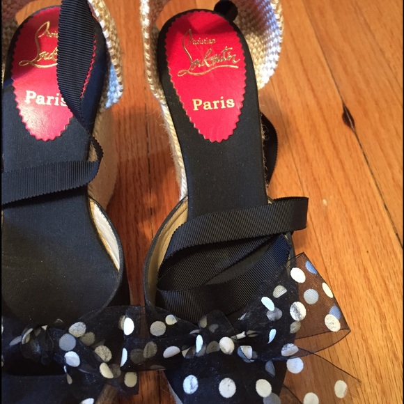 Pyra Clou 110 leather espadrille wedges in pink - Christian  Christian Louboutin Ankle Strap Bow Wedges 💙