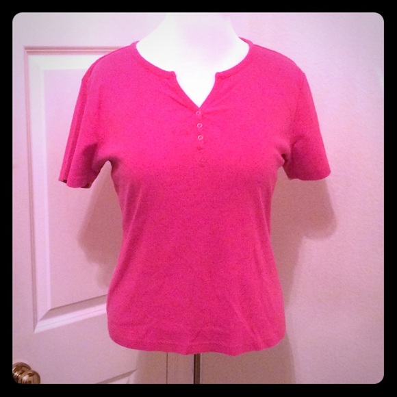 Pink Short Sleeve V-Neck Top