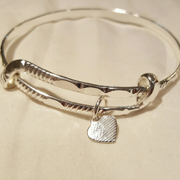 Silver Alex & Ani Bangle with American flag Heart