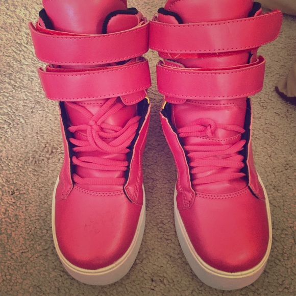 Pink and Yellow TK Supra Sneakers