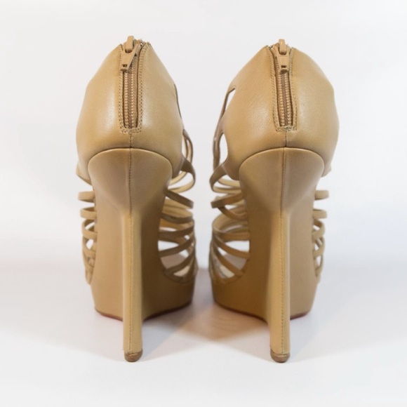 SOLD Christian Louboutin Tan Platform Wedge Heels - Picture 3 of 4