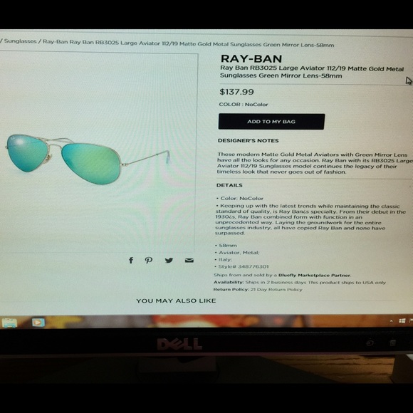 RAY-BAN large aviator sunglass - Picture 2 of 2
