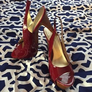 Dark Red Jessica Simpson Platform Stilettos