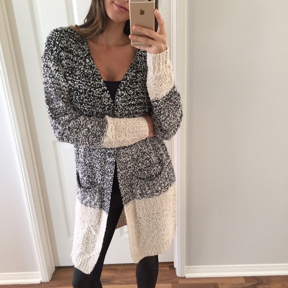 Reserved • Black Grey & Cream Ombré Sweater - Picture 3 of 4