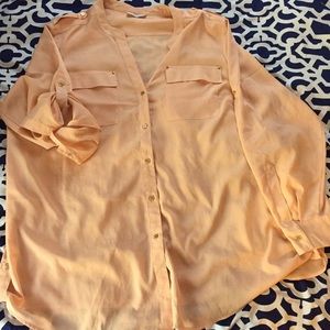 Semi Sheer Peach Calvin Klein Button Up 🍑
