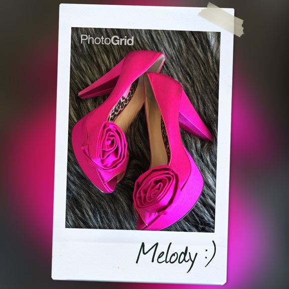 Fuchsia Silk Open Toe Heels