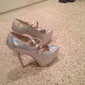 Silver party heels