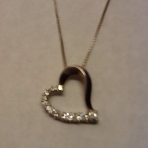 Silver color chain & Heart shaped pendant diamond