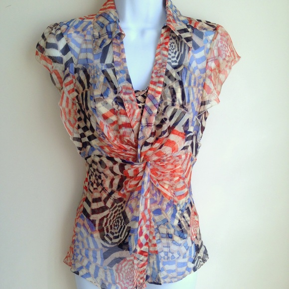 Diane von Furstenberg Tops - Diane Von Furstenberg Chiffon 2pcs Top Blouse 4 S