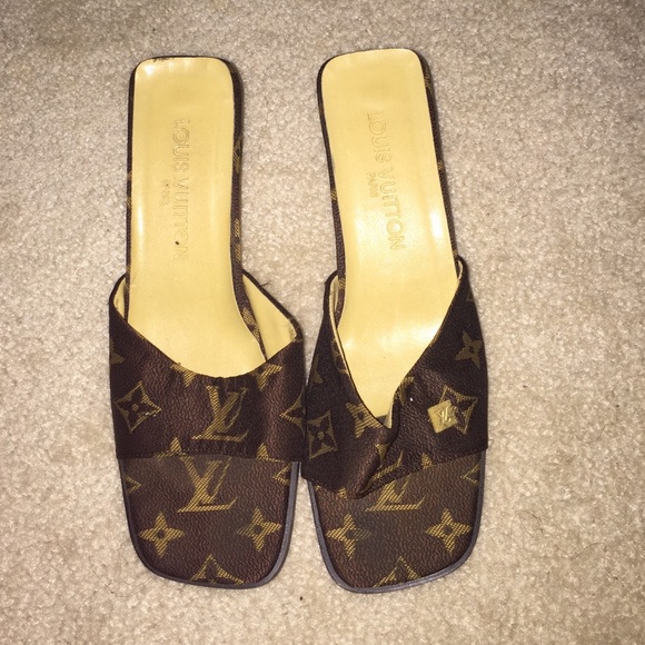 Authentic Louis Vuitton Wedged Flip Flops