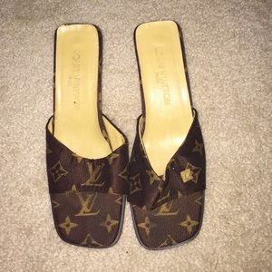 Authentic Louis Vuitton Wedged Flip Flops