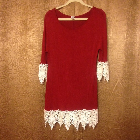 Maroon shirt with lace