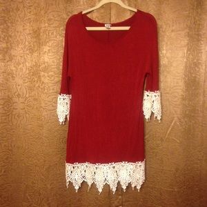 Maroon shirt with lace