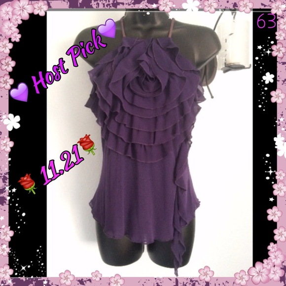Moda International Tops - 💜Host Pick💜Purple Rose Top **see last picture**