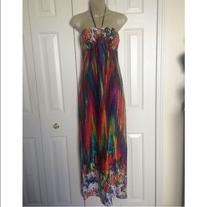 Rainbow Halter Maxi Dress