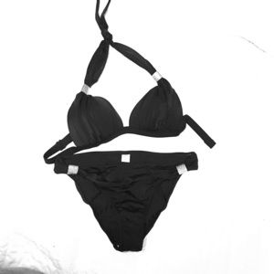 NWT Venus Black Bikini Top SZ C, Full Bottom SZ 12