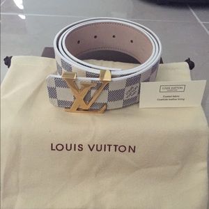 louis vuitton belt white and gold