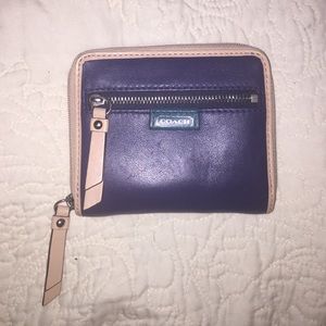 Blue and tan coach wallet