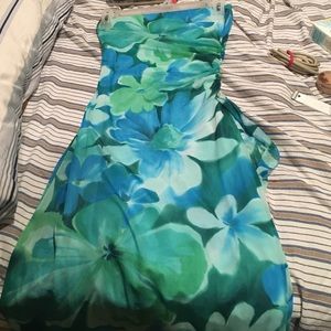 Medium length floral tube top dress
