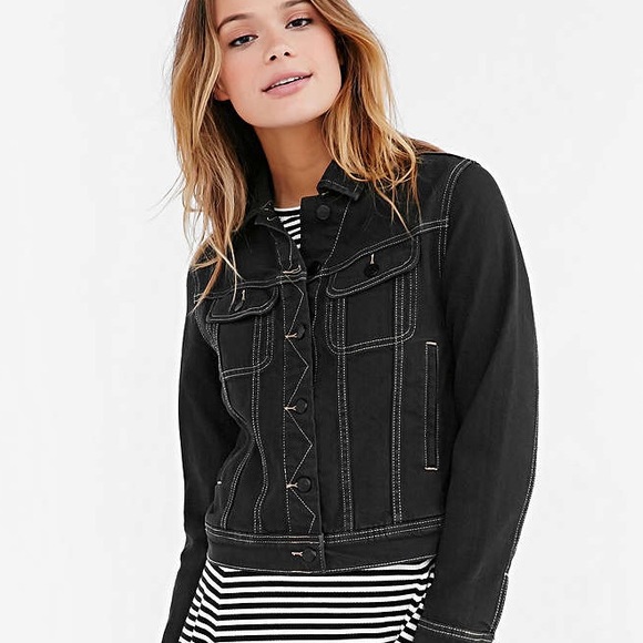 urban outfitters black denim jacket