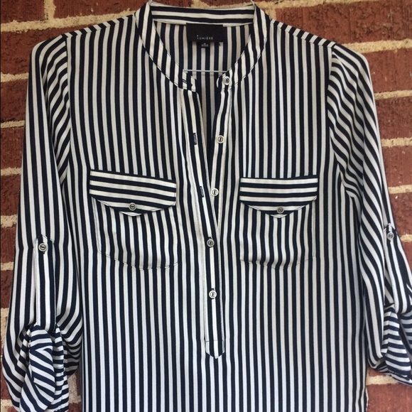 💞Blue striped sheer blouse💞