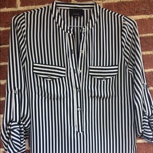 💞Blue striped sheer blouse💞