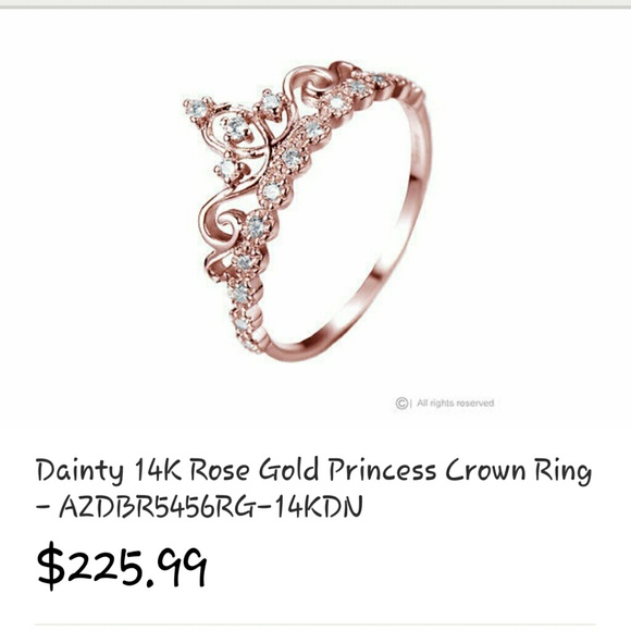 14k rose gold princess crown ring