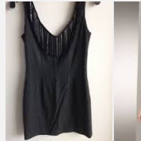 Black fringe party dress