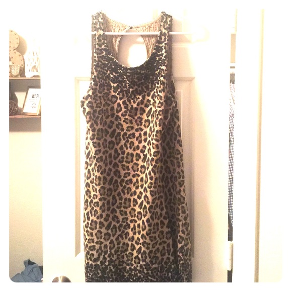 LaROK cheetah sweater dress with sequins