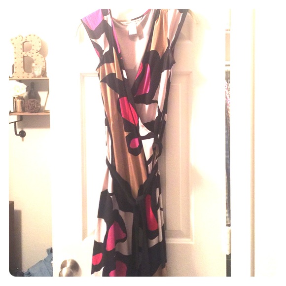 Multicolor Silk DVF Wrap Dress