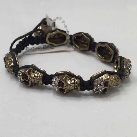 Golden shambala bracelet with rhinestones in black - Picture 3 of 4