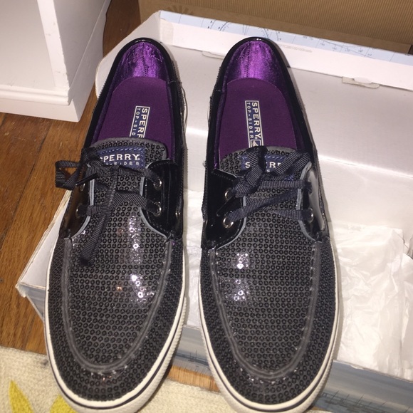 black sequin sperry