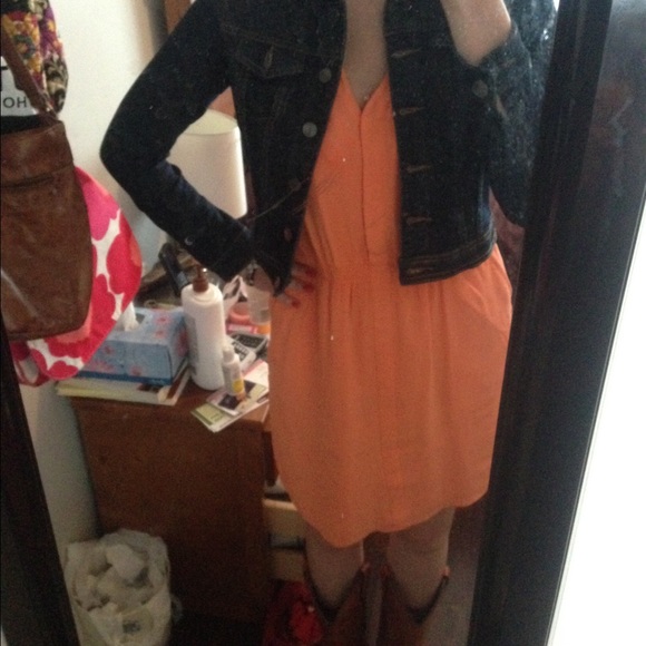 Neon orange Madewell silk dress - Picture 3 of 4
