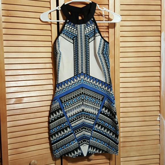 Blue/Black/Silver Tribal Mesh Bandage Dress