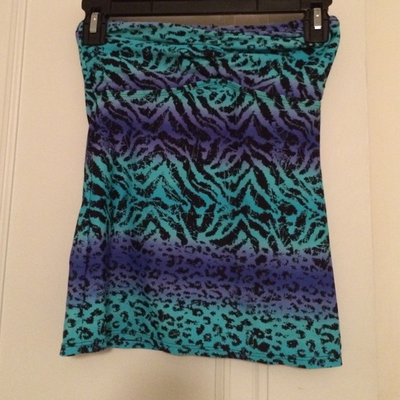 Blue zebra print swim top
