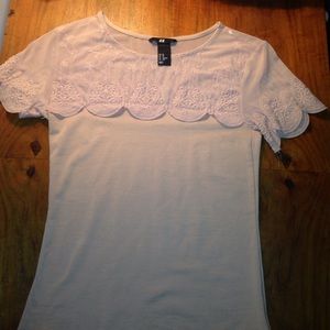 Blush top with beautiful lace detail!