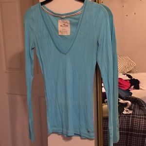 Hollister blue  v neck tee