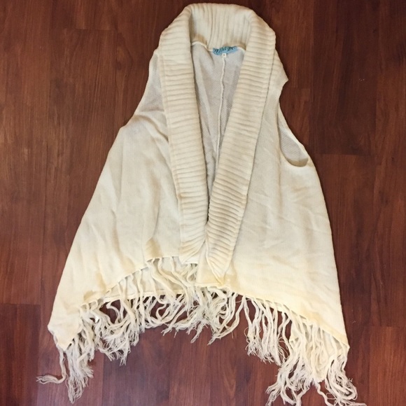 Cream Fringe Vest