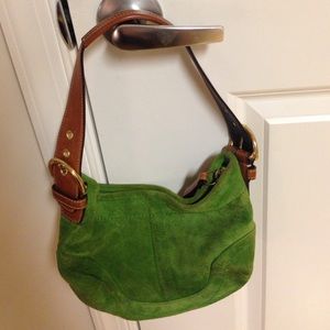 Coach green suede hobo bag