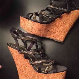 Size 8 bakers Swarovski crystal strap wedges