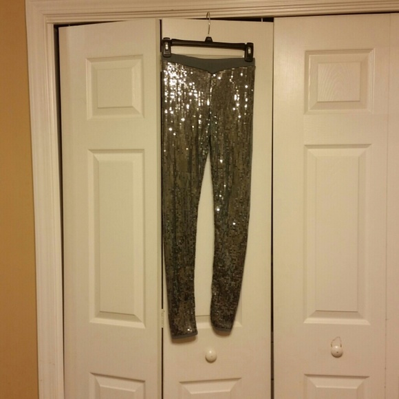 Gray Sequin Leggings Small