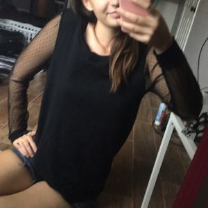 UO Black Lace Sleeved Sweatshirt