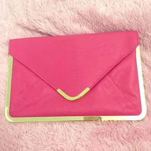 Barbie pink oversized envelope clutch .!