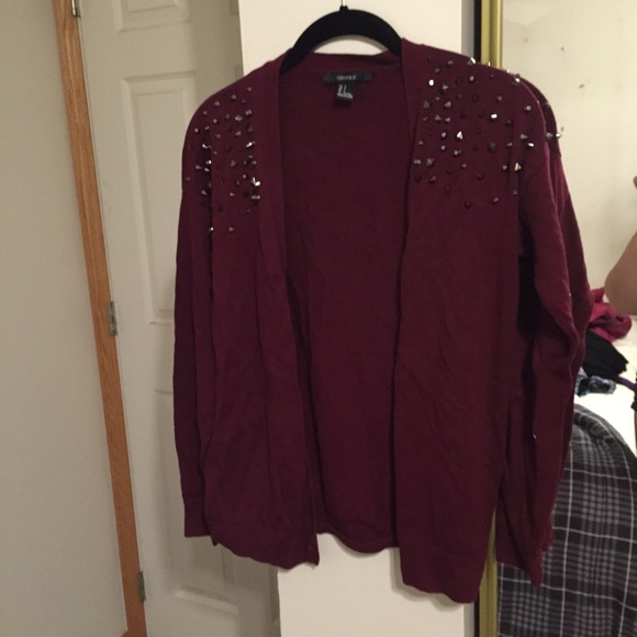 Forever 21 maroon v neck cardigan