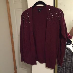 Forever 21 maroon v neck cardigan