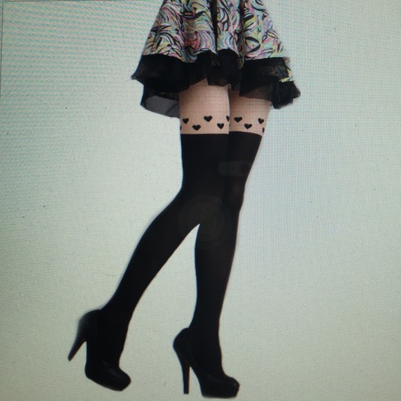 Accessories - Heart tattoo stockings pantyhose OSFM
